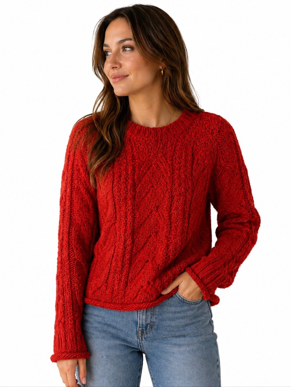 Universal Thread Goods Co Red Cable Knit Sweater Small Chunky Cozy NWOT